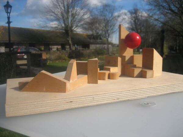 Ballhead-Red-Reclining-Nude-Design Model in Wood