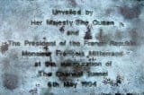 Plaque, commemorating the Inauguration of the Opening of the Channel Tunnel
