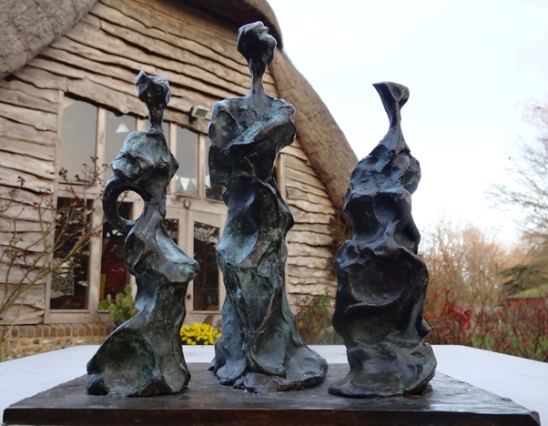 Three Sisters in front of Barn