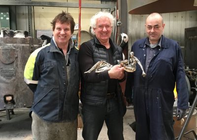 The foundry - some of the Morris Singer team. Neil is holding a newly patinated I Wish bronze sculpture